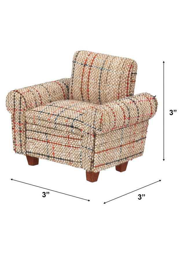 Inusitus Dollhouse Sofa Armchair Upholstered, Miniature Living Room Furniture Chair, Retro Beige Fabric, Accessories For 6 Inch Dolls, 1/12 Scale - Image 5