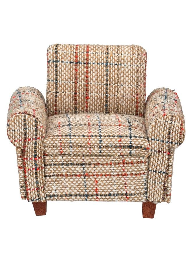 Inusitus Dollhouse Sofa Armchair Upholstered, Miniature Living Room Furniture Chair, Retro Beige Fabric, Accessories For 6 Inch Dolls, 1/12 Scale - Image 3