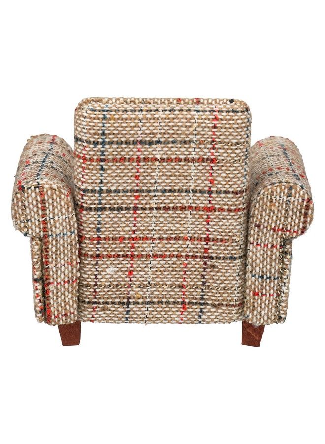 Inusitus Dollhouse Sofa Armchair Upholstered, Miniature Living Room Furniture Chair, Retro Beige Fabric, Accessories For 6 Inch Dolls, 1/12 Scale - Image 4