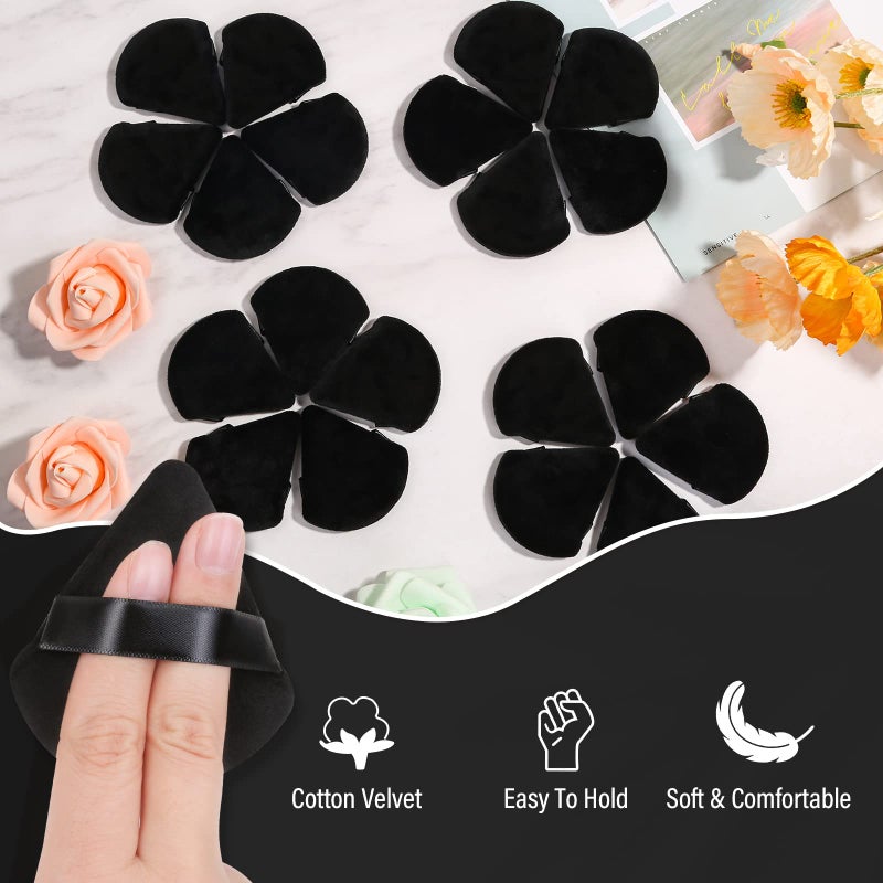 Thrilez 20pcs Triangle Powder Puff, Loose Powder Puffs Makeup Puff for Face Powder, Setting Powder Puff for Make Up, Face Puff Pads for Press Powder, Sponge Powder Applicator for Face and Eye (Black) - Image 2