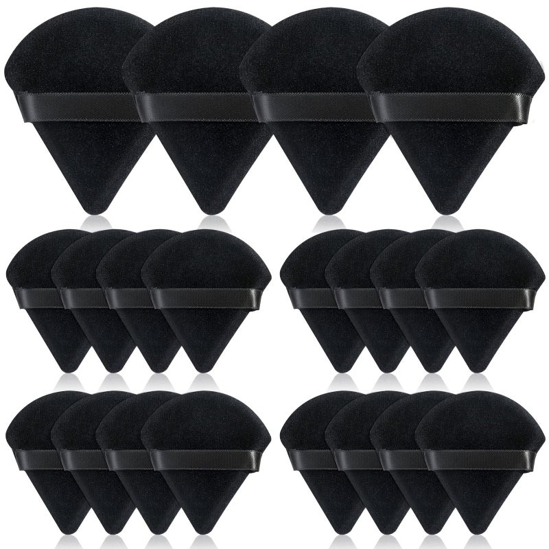 Thrilez 20pcs Triangle Powder Puff, Loose Powder Puffs Makeup Puff for Face Powder, Setting Powder Puff for Make Up, Face Puff Pads for Press Powder, Sponge Powder Applicator for Face and Eye (Black) - Image 1