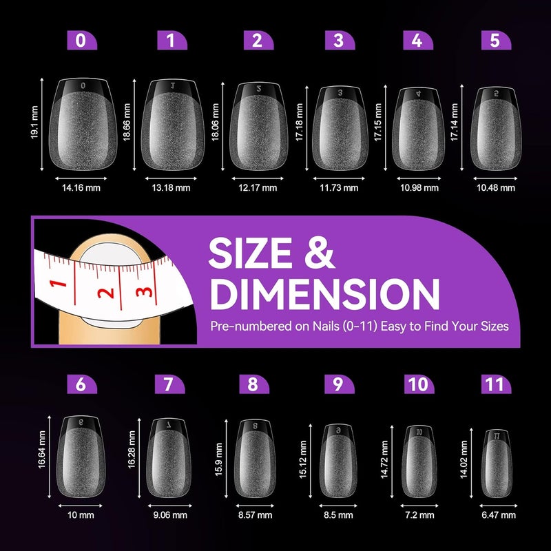gelike ec Short Coffin Nail Tips - XS Soft Gel Nail Tips Coffin Shaped Full Cover Gel X Nails Pre Etched for Extensions,PMMA Resin Clear Strong False Press on Nails 120PCS 12 Sizes,EXTRA SHORT COFFIN - Image 2