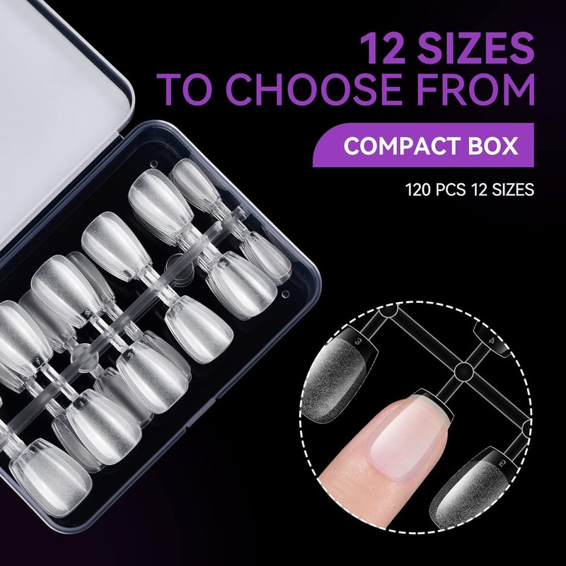 gelike ec Short Coffin Nail Tips - XS Soft Gel Nail Tips Coffin Shaped Full Cover Gel X Nails Pre Etched for Extensions,PMMA Resin Clear Strong False Press on Nails 120PCS 12 Sizes,EXTRA SHORT COFFIN - Image 4