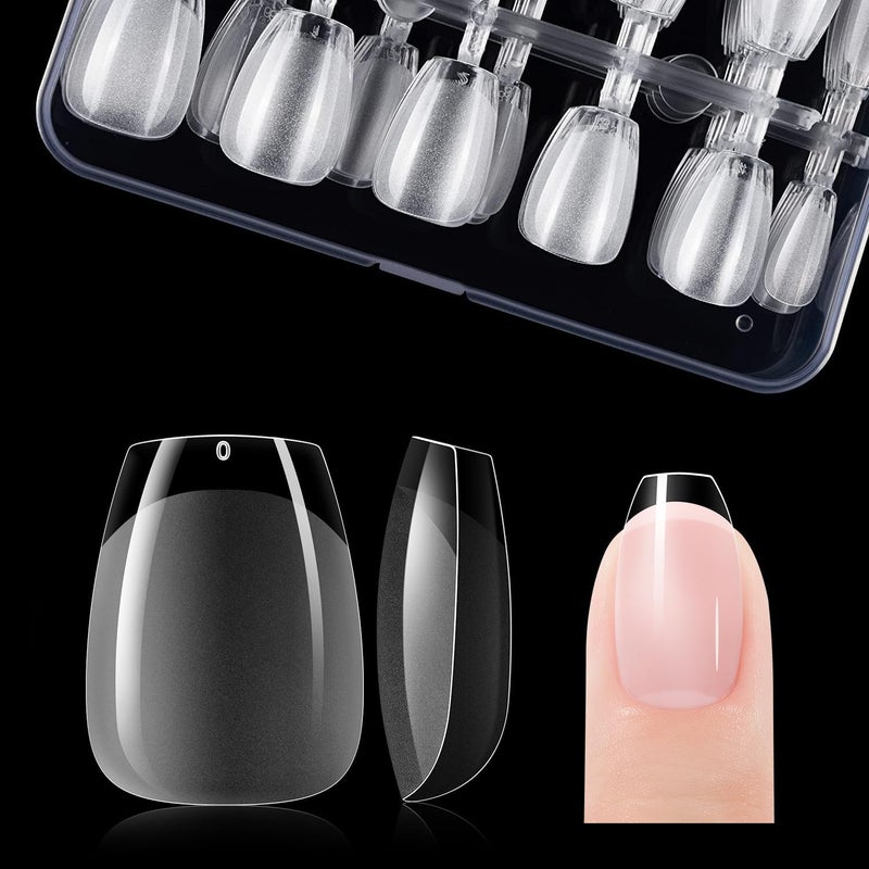 gelike ec Short Coffin Nail Tips - XS Soft Gel Nail Tips Coffin Shaped Full Cover Gel X Nails Pre Etched for Extensions,PMMA Resin Clear Strong False Press on Nails 120PCS 12 Sizes,EXTRA SHORT COFFIN - Image 1