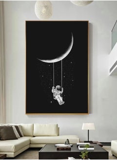 space,astronaut,swinging,on,the,moon,stars,canvas,painting,abstract,poster,and,print,wall,art,picture,for,living,room,home,decor