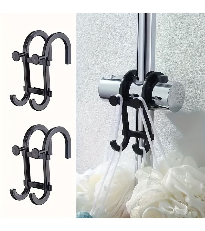 White Rustproof Shower Door Hooks Heavy Duty No Drilling Bathroom Storage Organizer 1pc - Image 1