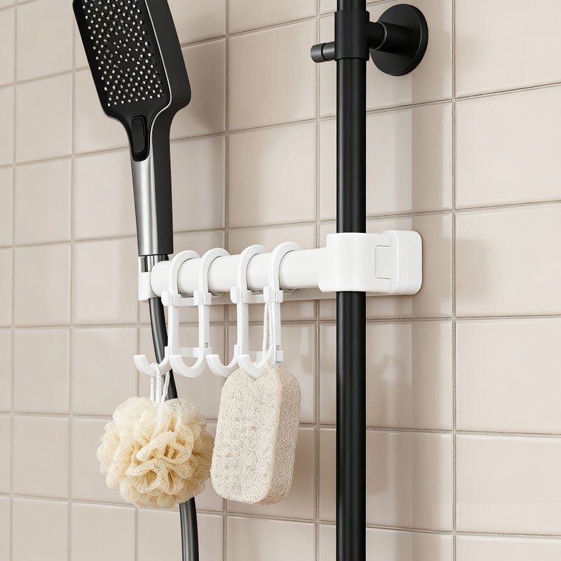 White Rustproof Shower Door Hooks Heavy Duty No Drilling Bathroom Storage Organizer 1pc - Image 2