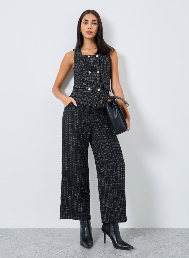 ستايلي بنطال تويد بأرجل واسعة - Image 1