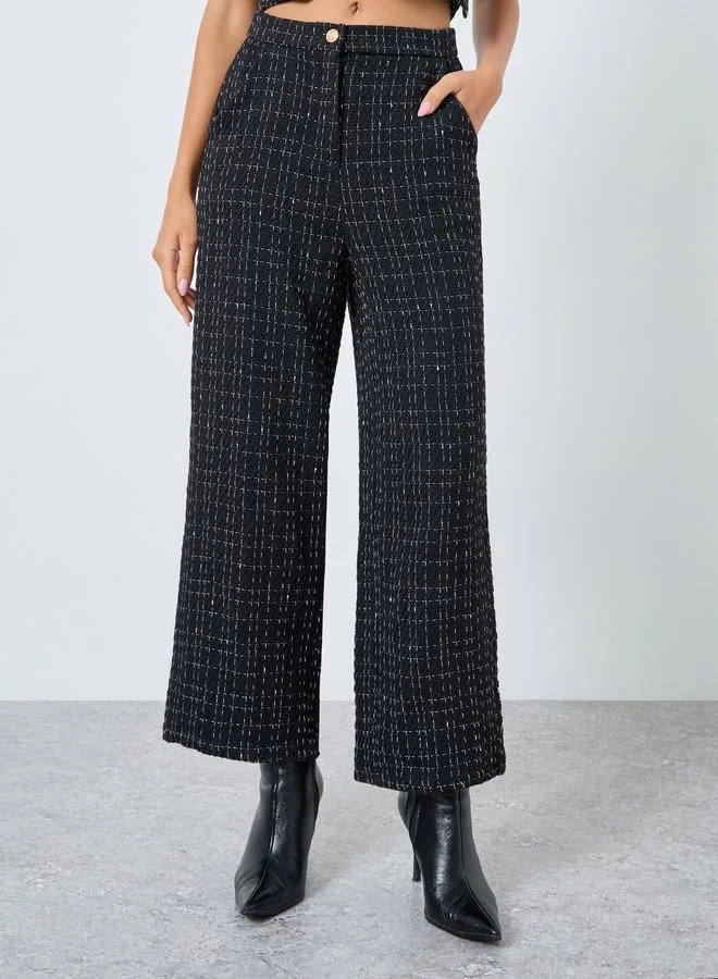 ستايلي بنطال تويد بأرجل واسعة