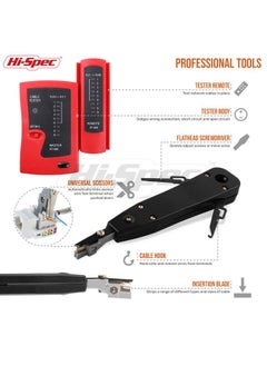 Hi-Spec Hi-Spec 9pc Network Cable Tester Tool Kit Set for CAT5, CAT6, RJ11, RJ45. Ethernet LAN Crimper, Punchdown, Coax Stripper & More  - Image 3