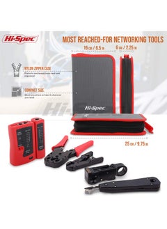 Hi-Spec Hi-Spec 9pc Network Cable Tester Tool Kit Set for CAT5, CAT6, RJ11, RJ45. Ethernet LAN Crimper, Punchdown, Coax Stripper & More  - Image 4