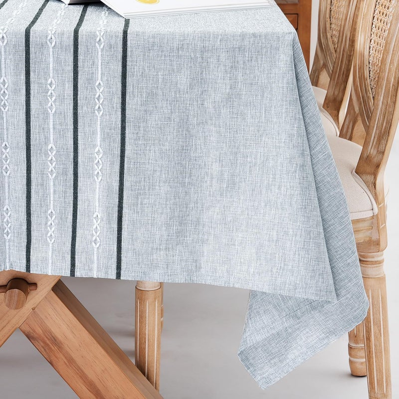 Chassic 54 x 72 inches Farmhouse Style Linen tablecloths Boho Wrinkle Resistant Washable Small Rectangle Table Cloth for Dining Room Kitchen Wedding and Holiday Decorative  Striped Grey - Image 5