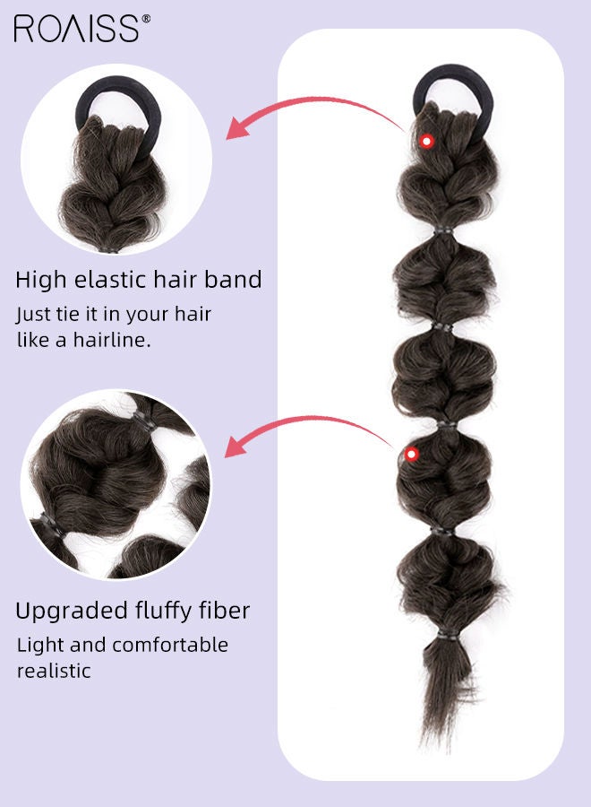 رويس قطعتان من ضفائر الفقاعات الاصطناعية الملتوية، وصلات شعر مع رباط شعر ملفوف مطاطي مرن، شعر مستعار طبيعي مضفر ناعم للفتيات والنساء للحفلات والارتداء اليومي، أسود بني، 35 سم - Image 4