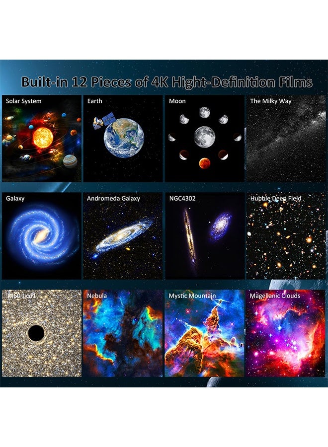بينكو صورة عالية الدقة لجهاز عرض، إضاءة LED كبيرة الحجم، إضاءة ليلية واقعية للسماء المرصعة بالنجوم، فيلم عالي الدقة 4K قابل للاستبدال مكون من 13 قرصًا، مناسب لإضاءة غرفة النوم الليلية، جهاز عرض القبة السماوية، جهاز عرض إضاءة ليلية للأطفال - Image 2