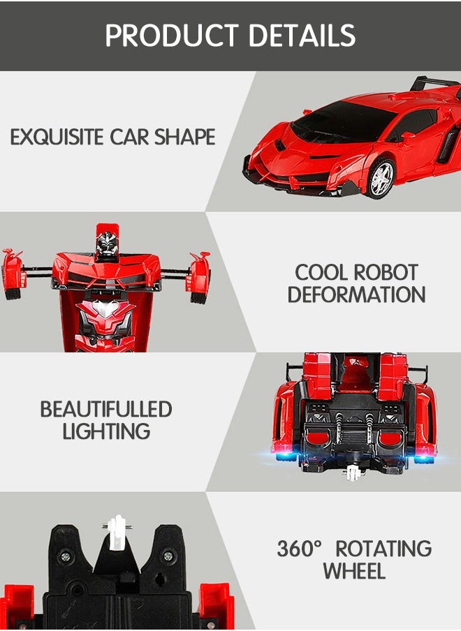 GROIC - RC Car Transforming Robot Car Toy with LED Light, One Button Transform, 360° Rotation Drift Car 1:18 Scale, 2 in 1 Electronic Toy - Image 1