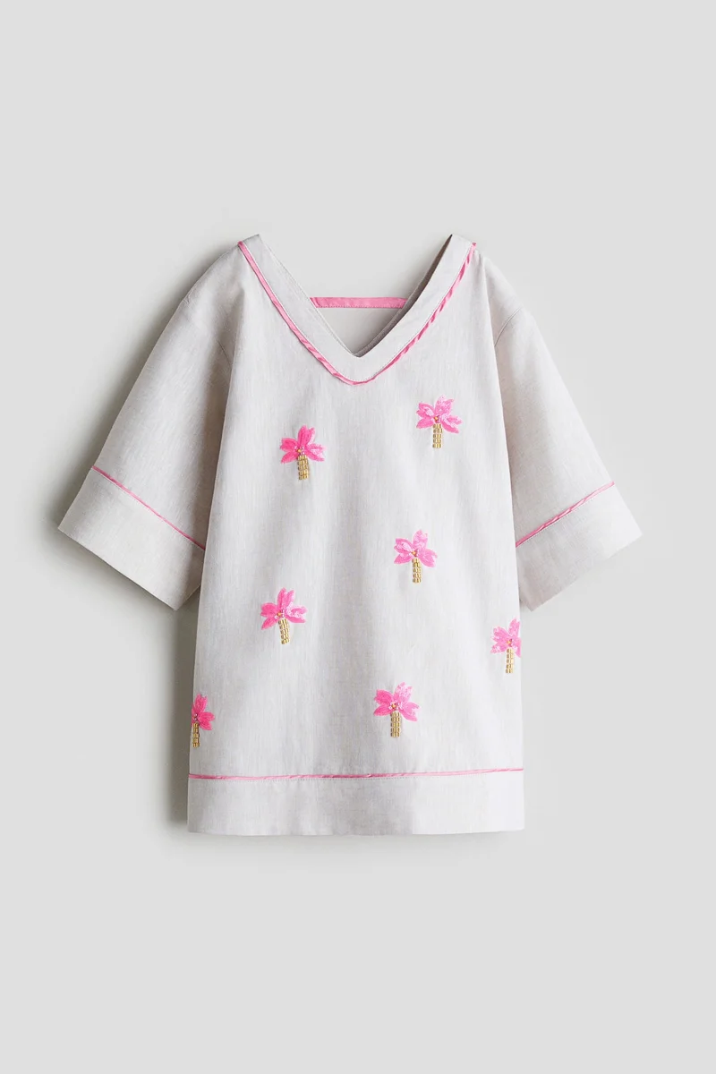 H&M Sequined linen-blend dress