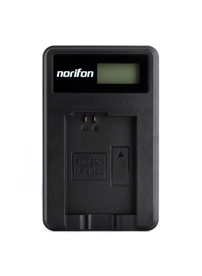 شاحن USB LCD NP-FW50 لكاميرات سوني ألفا 6000، 5000، 5100، ILCE-6000، ILCE-7، NEX-5T، NEX-6، NEX-5R، NEX-7، NEX-5، NEX-3N، NEX-3، NEX-C3، SLT-A37 والمزيد