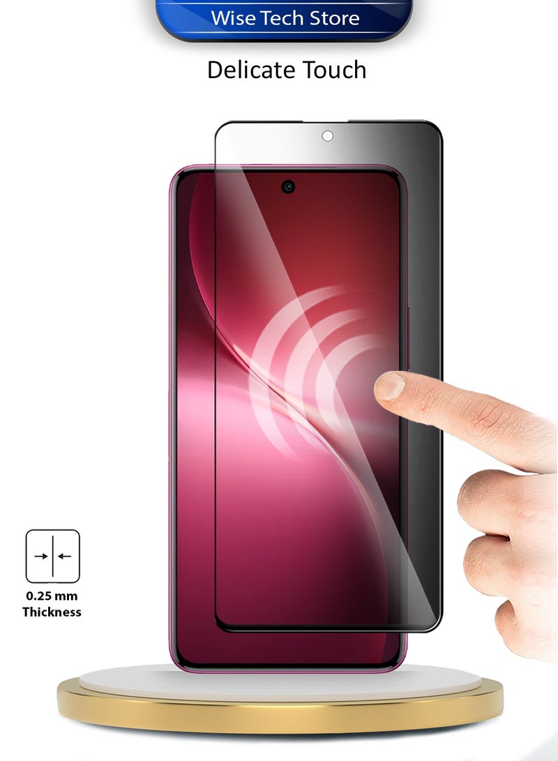 Wtech vivo V60 Lite 4G/5G 2025 Premium E2E Series Privacy Full Glue Full Cover Tempered Glass Screen Protector (MSGECP) - Clear/Black - Image 3