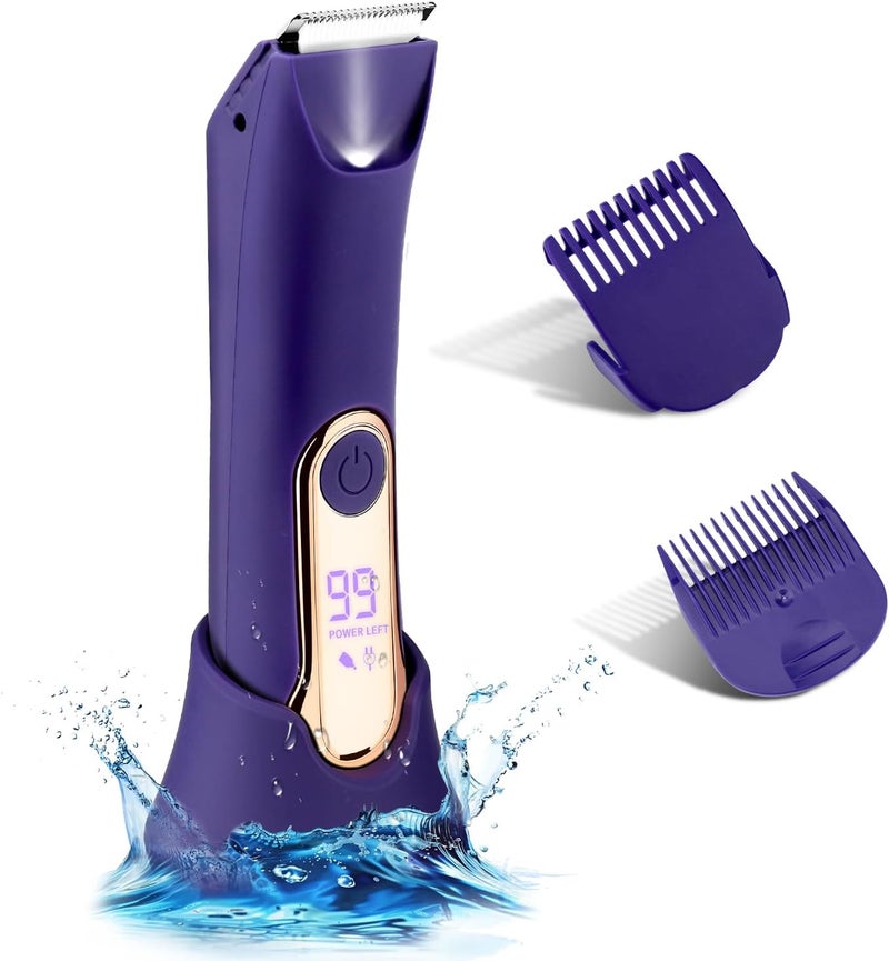 Bikini Trimmer for WomenWetDry Personal Pubic Hair Trimmer Womens Electric Razors Shaver for Underarm Leg Arm Body Hair Private AreaLED Light Ceramic Blade IPX7 Waterproof Rechargeable LCD Display