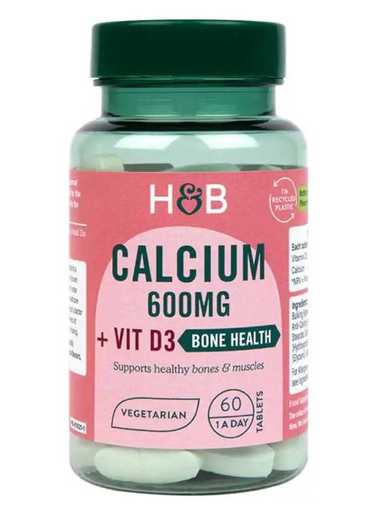 H&B H&B Calcium 600mg + Vitamin D Vegetarian Tablets For Bones, Pack of 60's 