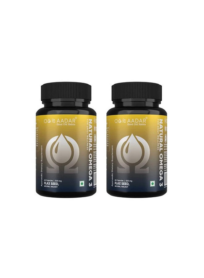AADAR NATURAL OMEGA 3 | Vegan Omega3 Fatty Acid & Immunity Supplement for Men and Women |Flaxseed, Arjuna, Walnut - No Fish Oil | 60 Capsules(Pack of 2) - Image 1