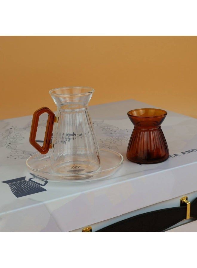 Raz 18 Pieces Aura Glass Tea & Coffee Cups Set | Modern Arabic Tea Glasses | Luxury Gift Box - Image 4