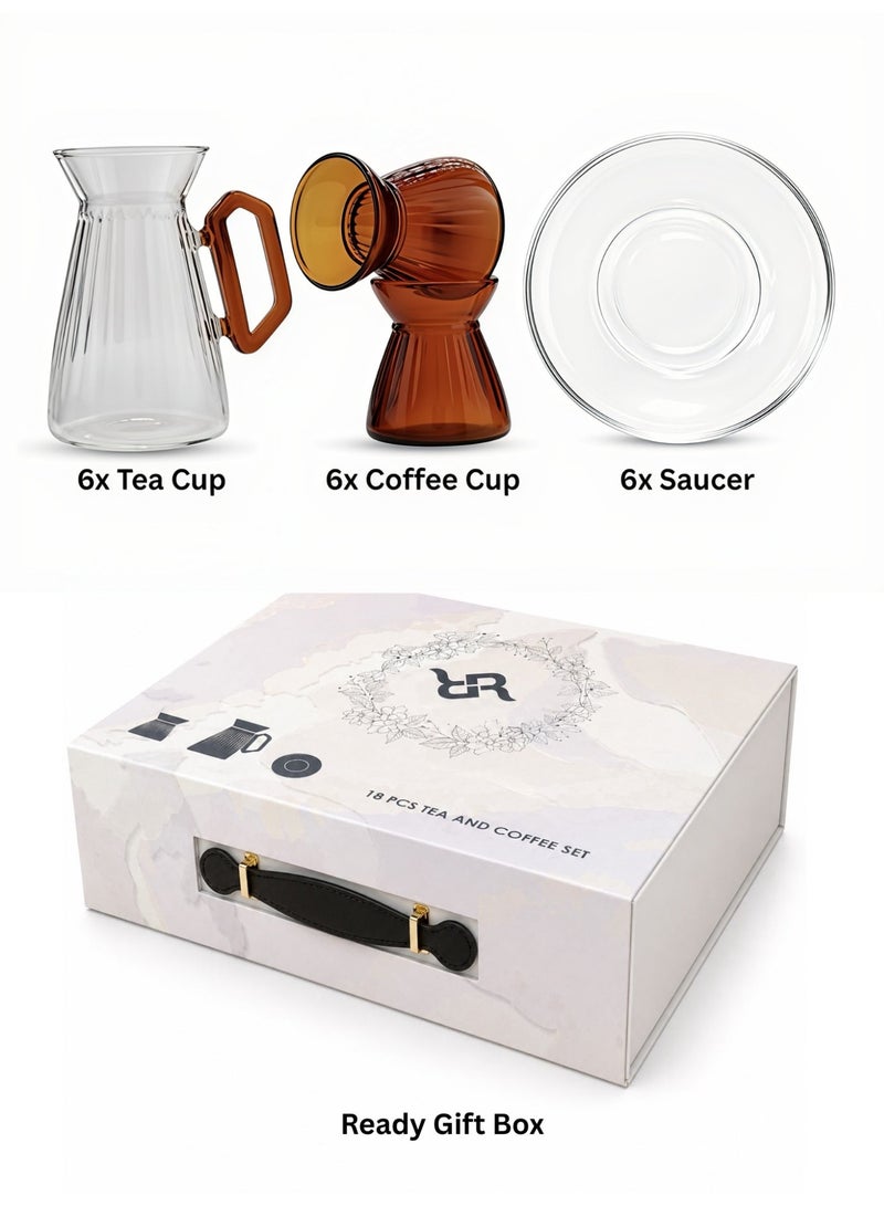 Raz 18 Pieces Aura Glass Tea & Coffee Cups Set | Modern Arabic Tea Glasses | Luxury Gift Box - Image 2