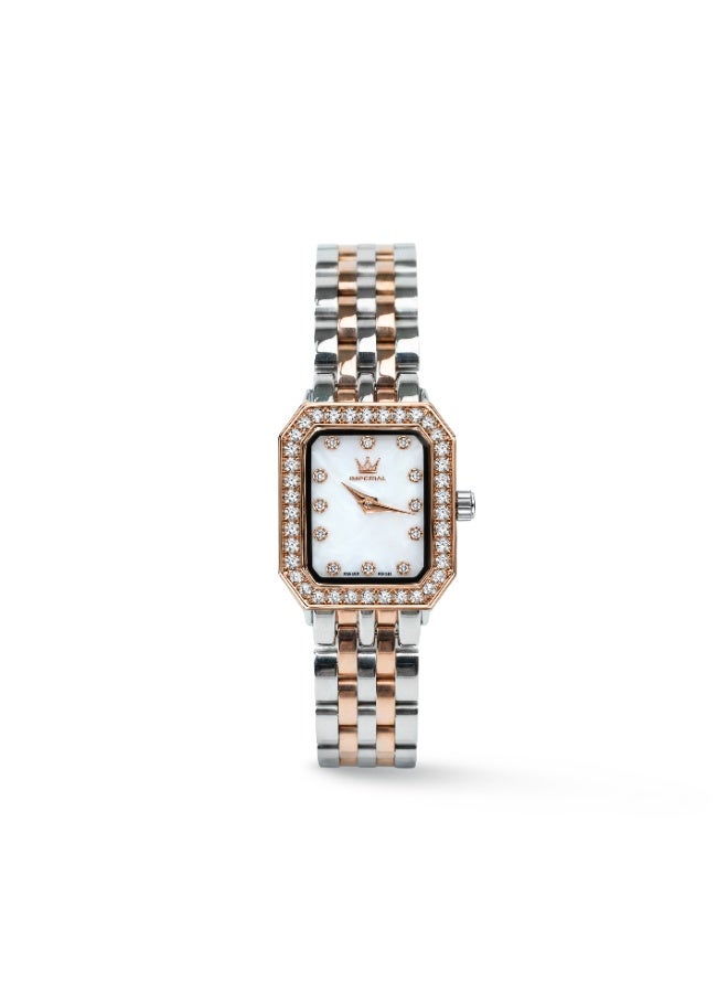 IMPERIAL Women's 2TGP Stainless Steel Watch, White MOP Dial, Y121 Movement, Butterfly Clasp, 3ATM Watch for Women | IMP.GZ8692L8931 - Image 1