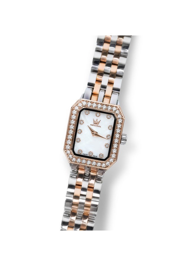 IMPERIAL Women's 2TGP Stainless Steel Watch, White MOP Dial, Y121 Movement, Butterfly Clasp, 3ATM Watch for Women | IMP.GZ8692L8931 - Image 2