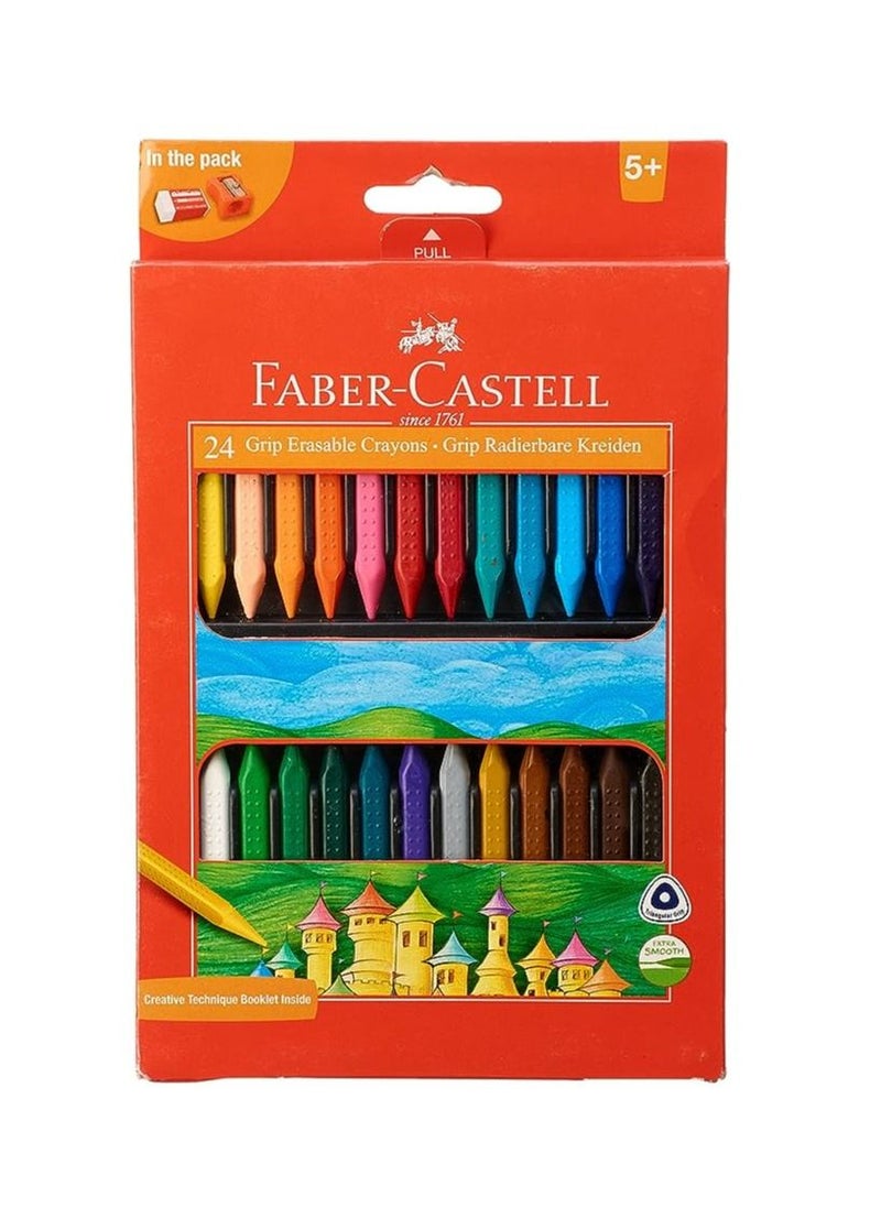 FABER-CASTELL - 24-Piece Grip Erasable Crayons Multicolour - Image 1