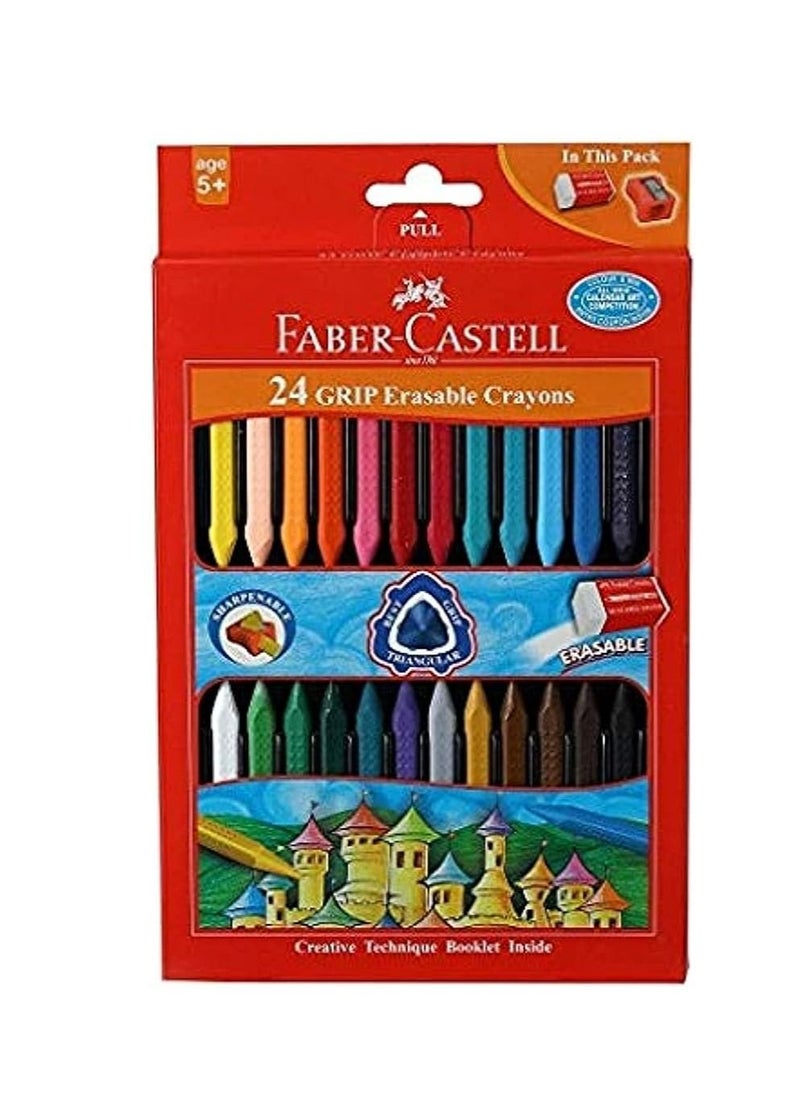 FABER-CASTELL - 24-Piece Grip Erasable Crayons Multicolour - Image 1