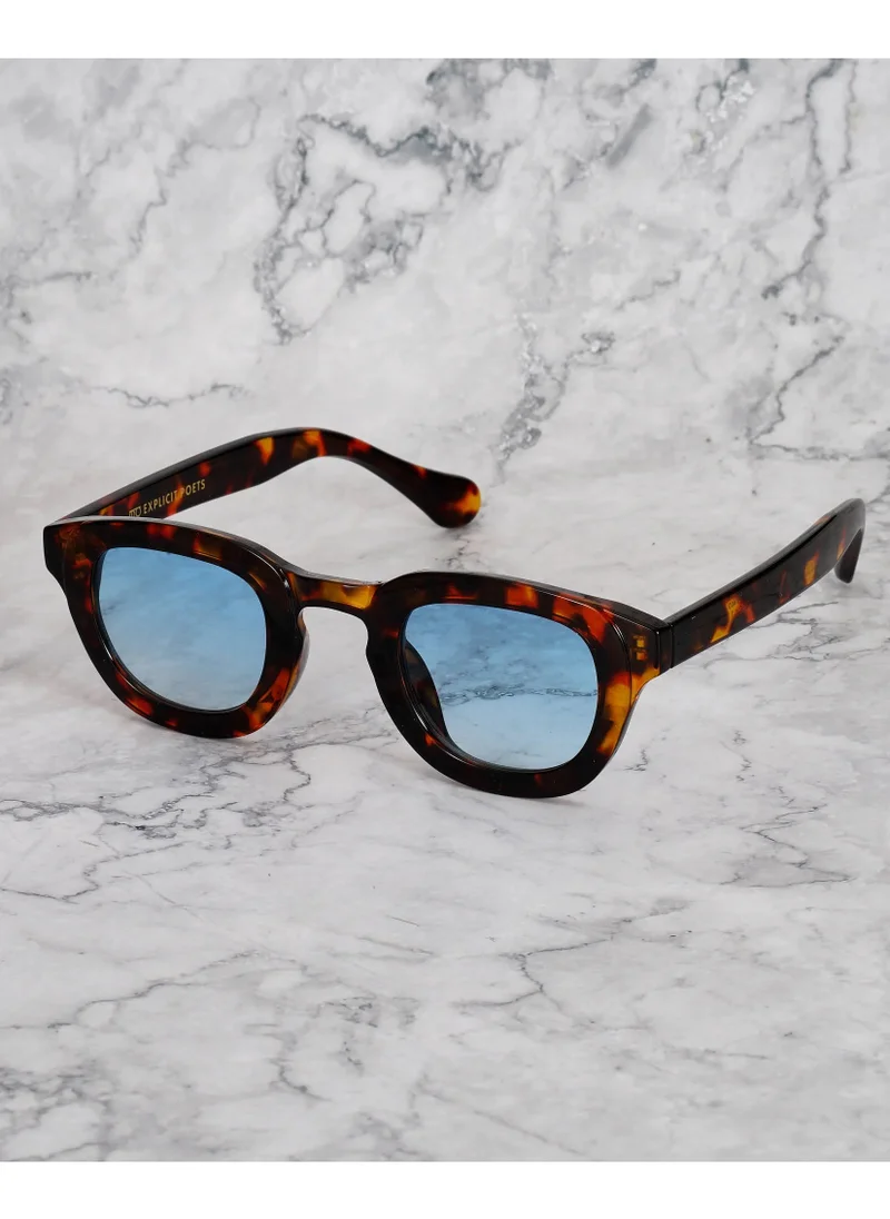 الشعراء الصريحون Explicit Poets Unisex ROBIN Tortoise - Gradient Blue Stylish Sunglasses, 5EP9