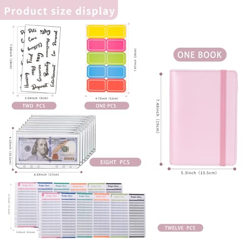 NICOOTHBudget Binder Cash Envelopes A6 Money Saving Binder with Zipper envelopes (A6 Pink) - Image 2
