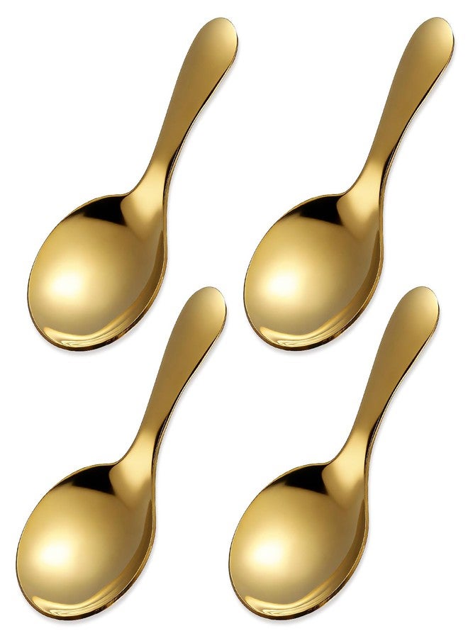 Ymapinc 4Pcs Mini Gold Coffee Spoons, 3.6inch Mini Cookie Scoop for Canisters, Sugar, Afternoon Tea Cup, Ice Cream, Candy Buffet Dessert Home Kitchen Use - Image 1