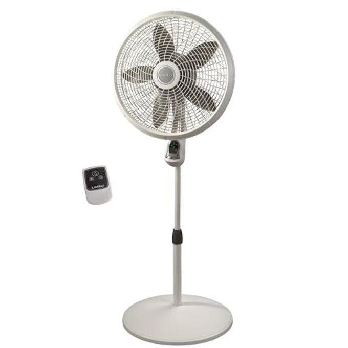 Lasko Cyclone Pedestal Fan, Adjustable Height, Remote Control, Timer, 3 Speeds, for Bedroom, Kitchen, Office and Living Room, 18", White, 1885, Large - Image 1