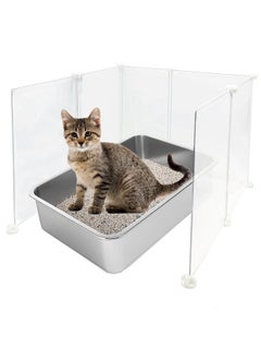 KEYIDE High Wall Cat Litter Box Splash Guard, DIY Cat Litter Pan Siding Kitten Litter Tray Pee Shield Dog Scatter Barrier, 24L x 19W x 16H Keep Floor Clean