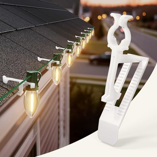 Brightown All In One Christmas Light Clip, Universal Gutter and Shingle Clip for C7, C9 and Mini Lights, 100 Pack - Image 1