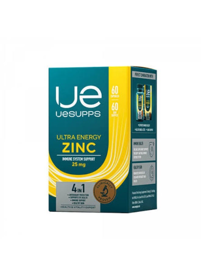مكمل الزنك من UESUPPS | تركيبة فائقة الطاقة تحتوي على زنك عالي التوافر الحيوي لدعم الاحتياجات اليومية من المعادن ووظائف الخلايا وتوفير العناصر الغذائية المضادة للأكسدة | كبسولات هلامية نباتية | 60 كبسولة هلامية