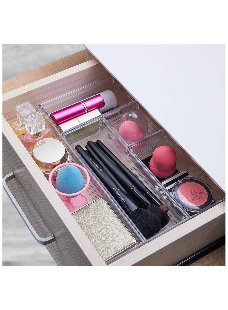 DCA Clear Plastic Desk Drawer Organizer Tray for Makeup, Kitchen Utensils, Jewellery, and Gadgets 14 PCS  set - Image 2