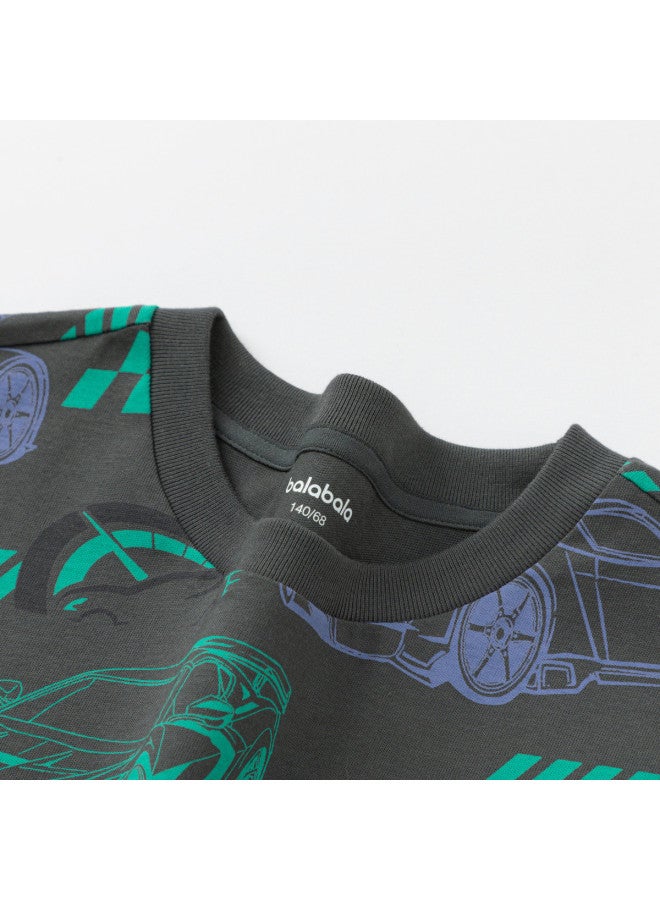 Balabala Kids Short Sleeve T-shirt Boys' Summer 2025 Collection Full Print Cotton Top - Image 4