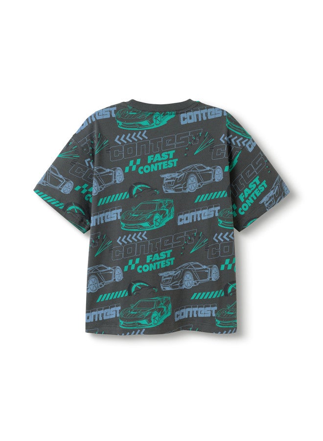 Balabala Kids Short Sleeve T-shirt Boys' Summer 2025 Collection Full Print Cotton Top - Image 3