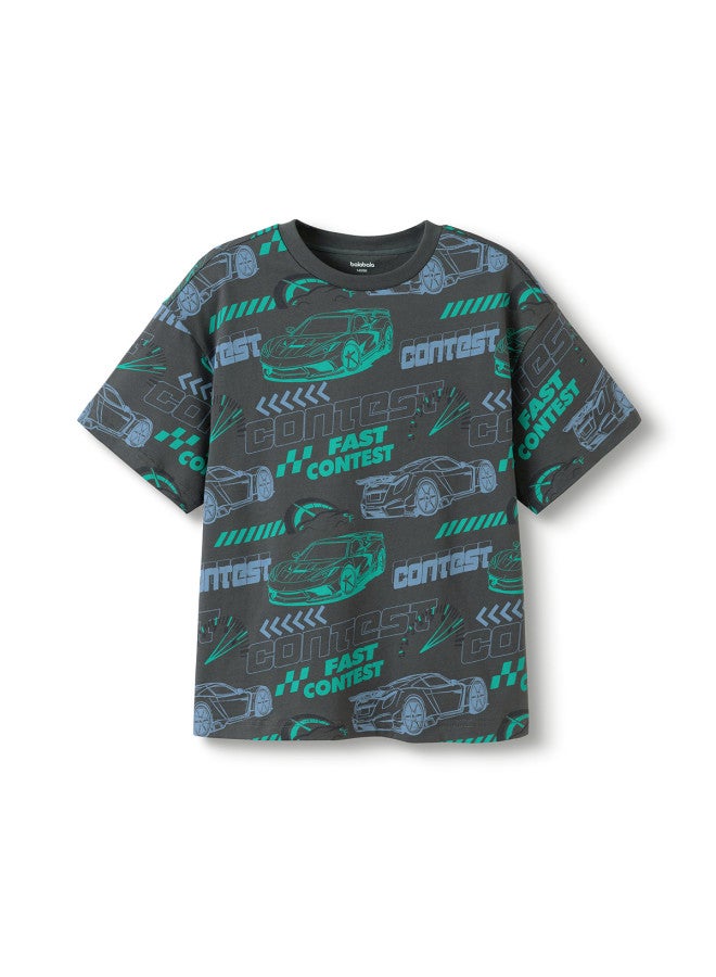 Balabala Kids Short Sleeve T-shirt Boys' Summer 2025 Collection Full Print Cotton Top - Image 2