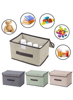 Beauenty 3Pcs Storage Bins with Lids, Foldable Colorful Fabric Storage Cubes,Decorative Storage Boxes,Storage Box Collapsible Storage Bins Organization and Storage,for Home Bedroom Closet Office  - Image 4