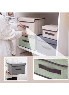 Beauenty 3Pcs Storage Bins with Lids, Foldable Colorful Fabric Storage Cubes,Decorative Storage Boxes,Storage Box Collapsible Storage Bins Organization and Storage,for Home Bedroom Closet Office  - Image 5