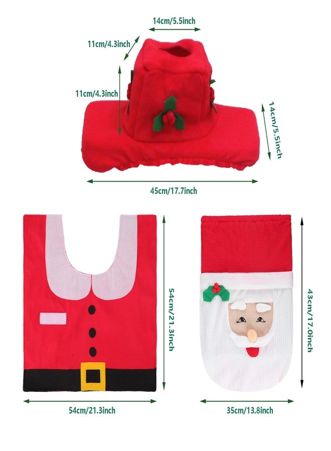 IPENNY 3-Piece Christmas Toilet Set - Soft Fleece Toilet Seat Cover, Non-Slip Bath Mat & Tank Cover with Tissue Box Holder, Festive Bathroom Decor, Ideal Gift for Elderly - Image 4