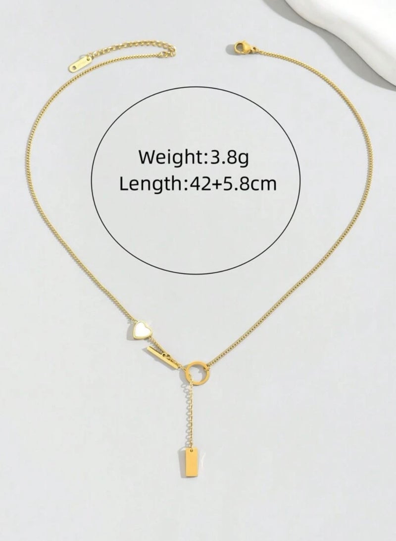 إيكوال سلسال نسائي مصنوع من الاستانلس ستيل مطلي باللون الذهبي - Image 4