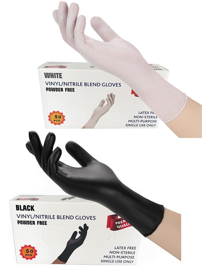 Disposable Vinyl Gloves, Food Safe, Latex-Free Powder-Free Clear Plastic Gloves for Cooking, House Clean, Food Prep, Large, 100-Count(Black+White) - Image 1