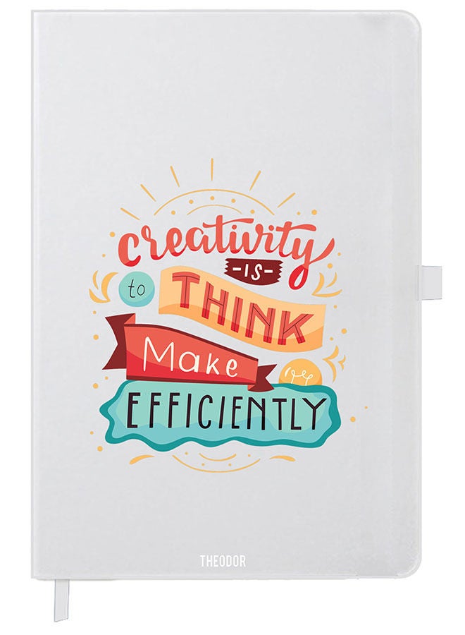 Theodor Designer A5 Thick White Hardcover Notebook Creativity Is To Think - Image 1
