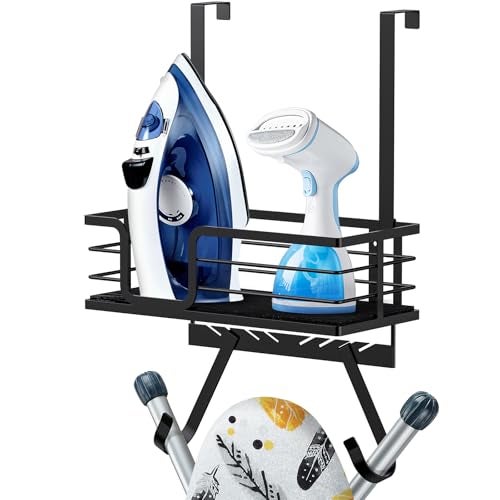 TJMOREE TJ.MOREE Over The Door/Wall Mount Ironing Board Hanger, Laundry Room Iron and Ironing Board Caddy Storage for Water Mister, Fabric Sprays, Laundry Detergent - Image 1