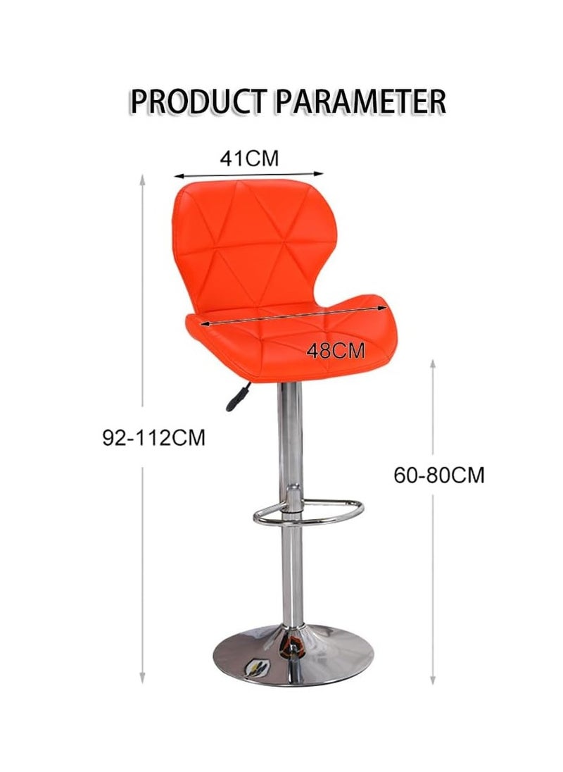 CityRiya-Long - Bar Stools Height Adjustable Dining Table Kitchen Dining Table PU Leather Barstool with Back and Footrest Counter Height Bar Chairs Swivel High Chair for Kitchen and Dining (Red, 1) - Image 1